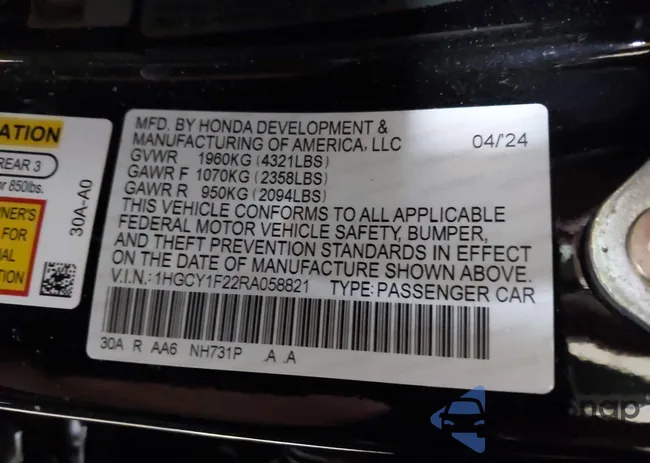 1HGCY1F22RA058821: 44298145