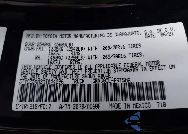 3TYCZ5AN2MT044096: 44298190