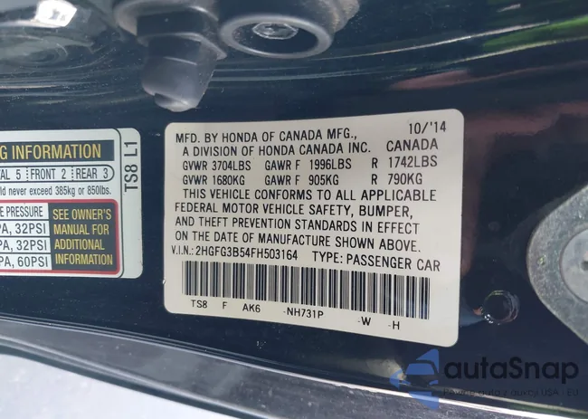 2HGFG3B54FH503164: 44298237