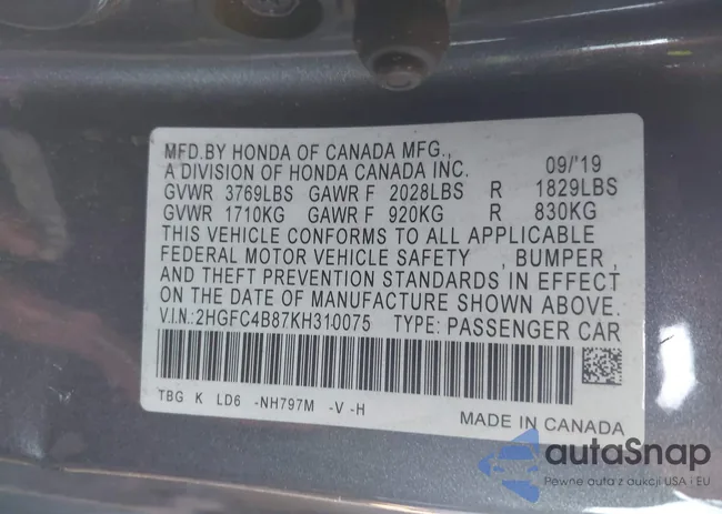 2HGFC4B87KH310075: 44298238