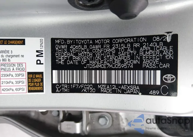 JTDS4MCE7MJ059574: 44298534