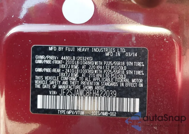 JF2SJAWC8FH422039: 44297733
