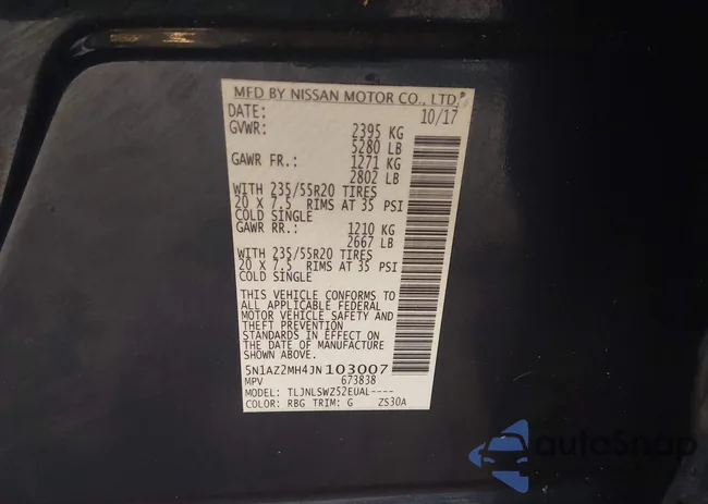 5N1AZ2MH4JN103007: 44297767