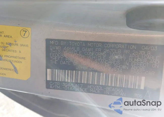 JTHBF30G230144934: 44297864