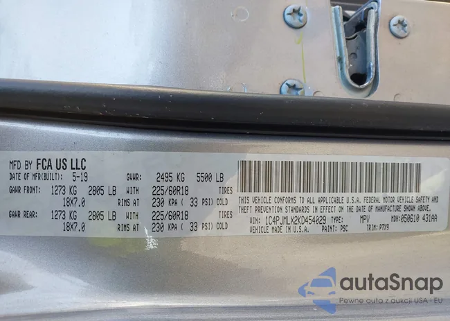 1C4PJMLX2KD454029: 44298621