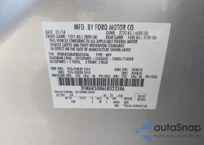 2FMGK5D86EBD23346: 44300088