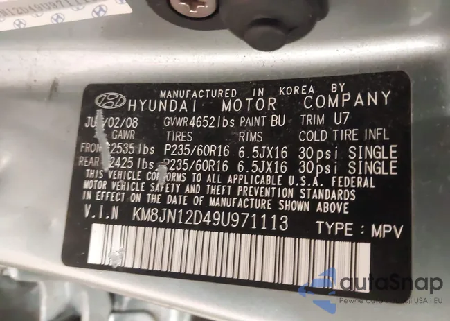 KM8JN12D49U971113: 44300237