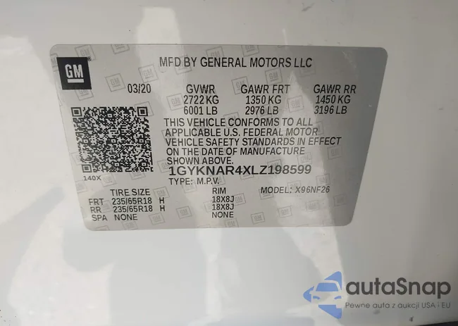 1GYKNAR4XLZ198599: 44300324