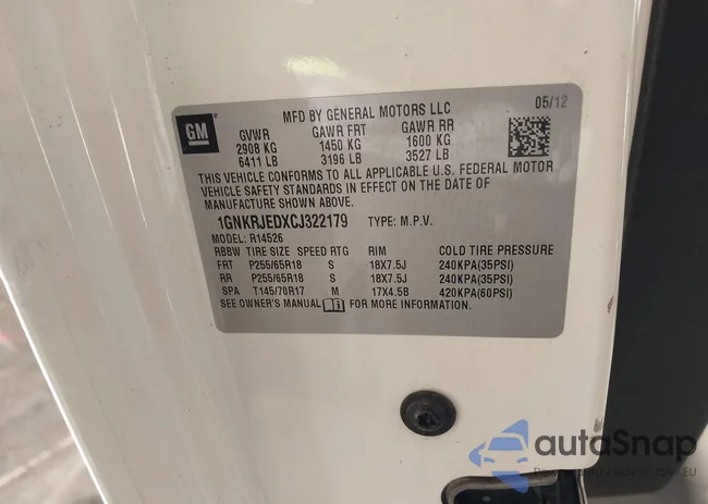 1GNKRJEDXCJ322179: 44300341