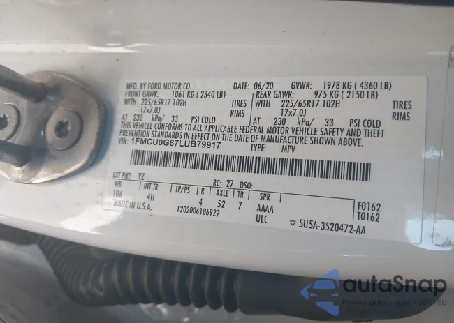 1FMCU0G67LUB79917: 44300519