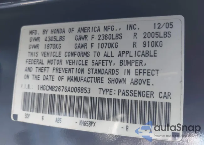 1HGCM82676A006853: 44300574