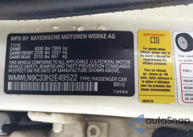 WMWLN9C33H2E49522: 44300588