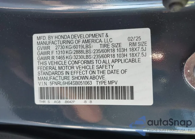 5FNRL6H64SB051063: 44300608