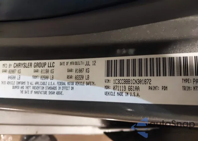 1C3CCBBB1CN301872: 44299874