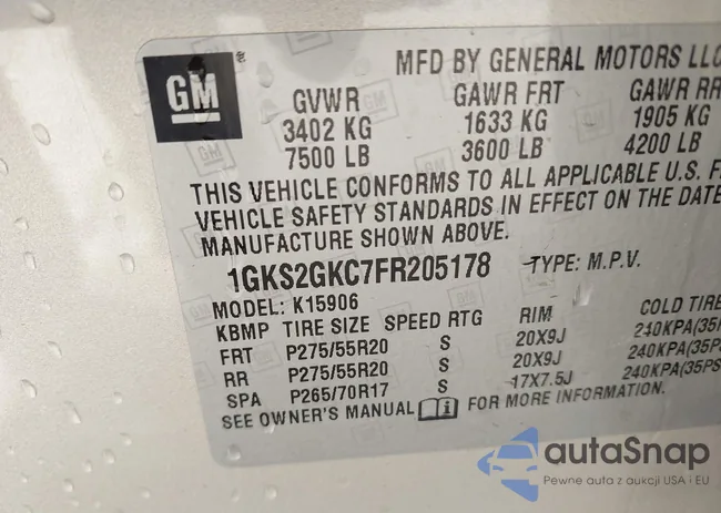 1GKS2GKC7FR205178: 44299907