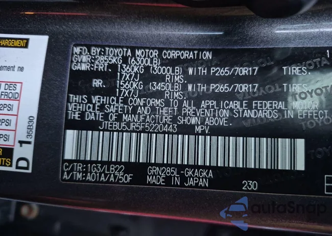 JTEBU5JR5F5220443: 44299922