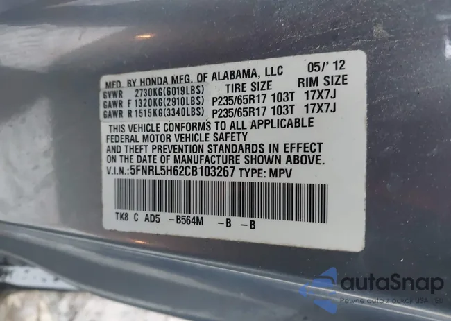 5FNRL5H62CB103267: 44299986