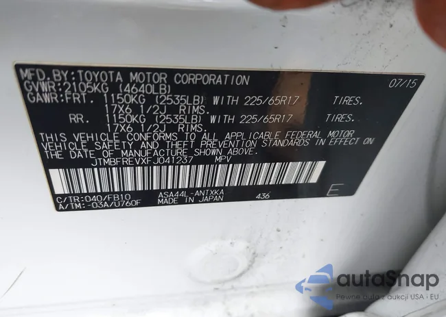 JTMBFREVXFJ041237: 44299999