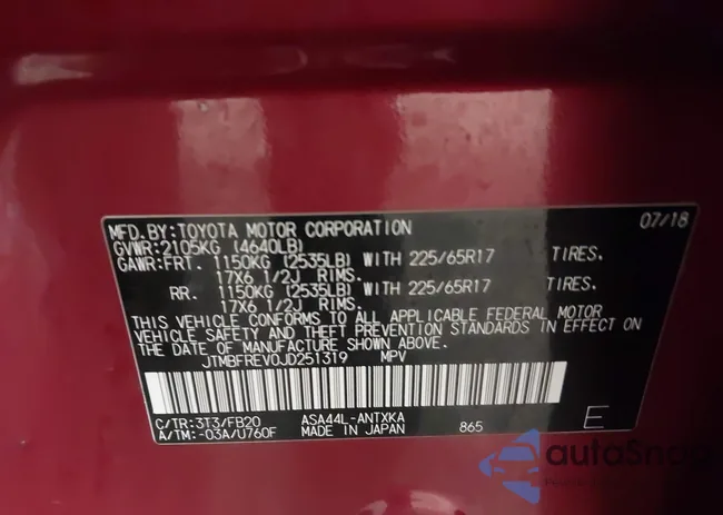 JTMBFREV0JD251319: 44301027