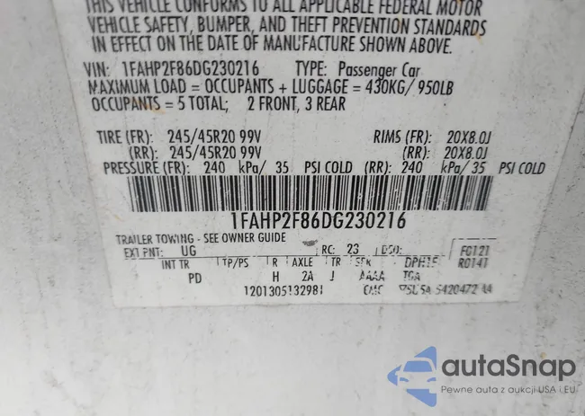 1FAHP2F86DG230216: 44301044