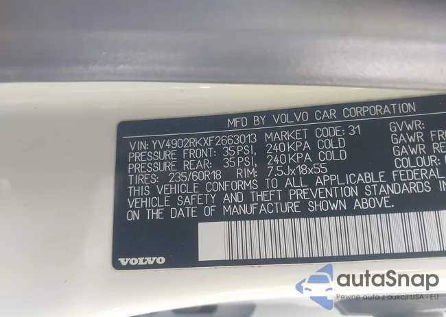 YV4902RKXF2663013: 44301087