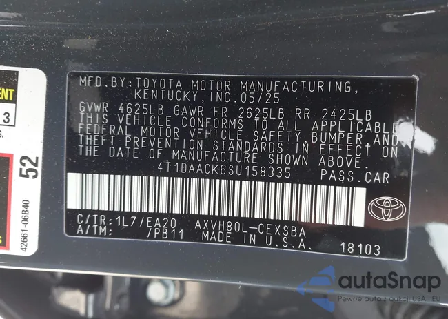 4T1DAACK6SU158335: 44301128