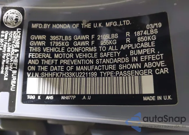 SHHFK7H33KU221199: 44301204