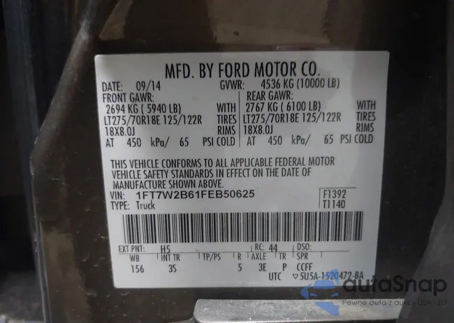 1FT7W2B61FEB50625: 44301255