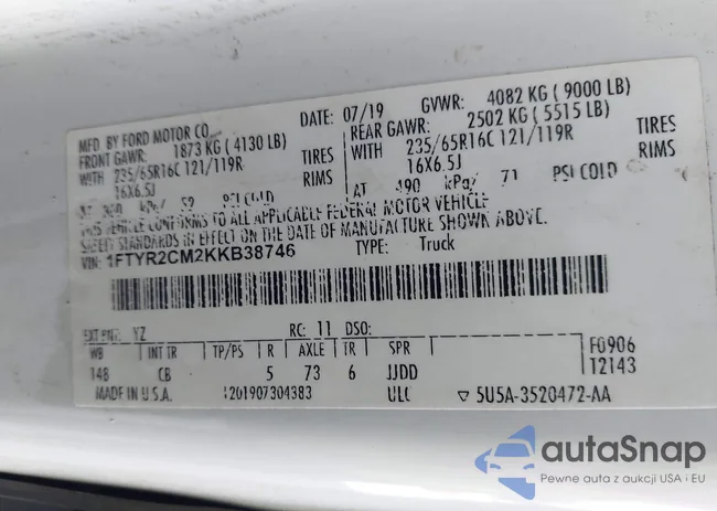 1FTYR2CM2KKB38746: 44301278