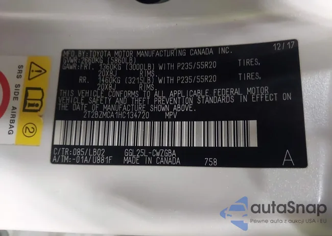 2T2BZMCA1HC134720: 44301284