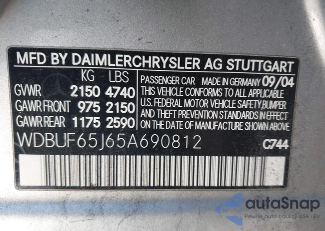 WDBUF65J65A690812: 44301296