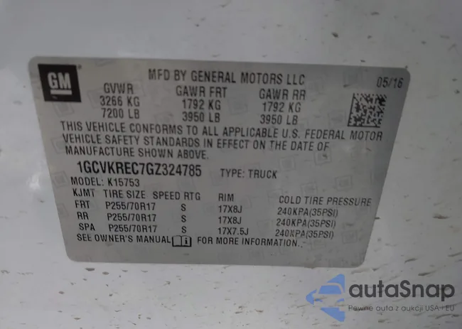 1GCVKREC7GZ324785: 44301348