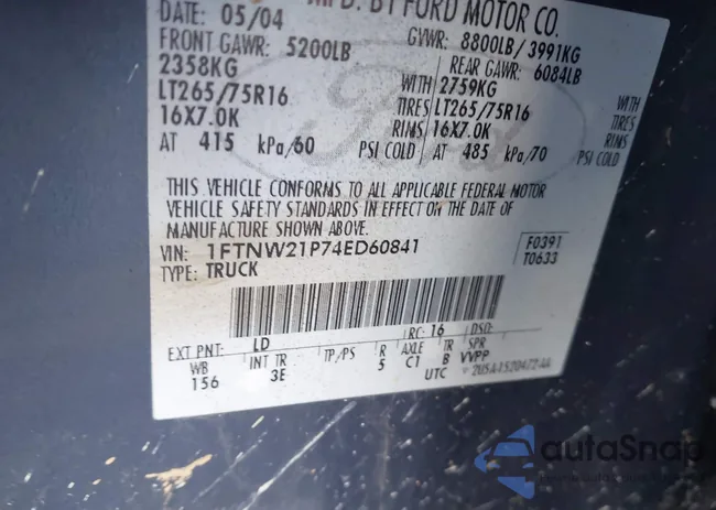 1FTNW21P74ED60841: 44301392