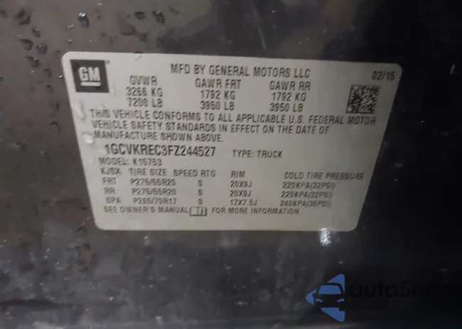 1GCVKREC3FZ244527: 44301421