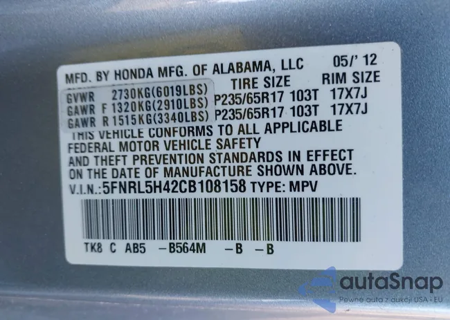 5FNRL5H42CB108158: 44301435