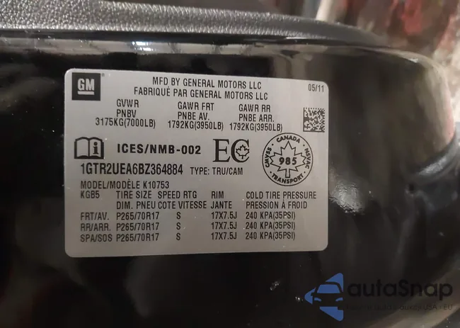 1GTR2UEA6BZ364884: 44301441