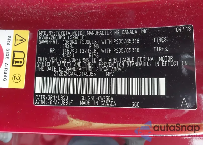 2T2BZMCA4JC149055: 44301498