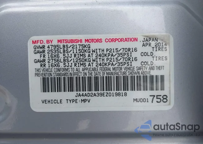 JA4AD2A39EZ019818: 44301541