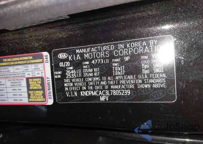 KNDPMCAC3L7805239: 44300720