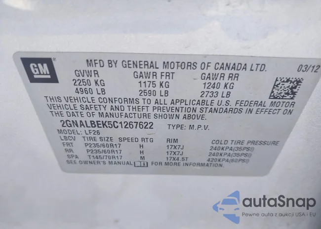 2GNALBEK5C1267622: 44300726