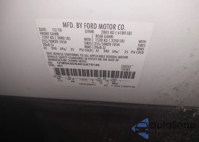 1FM5K8D84KGA76146: 44300758