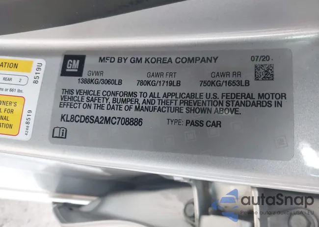 KL8CD6SA2MC708886: 44300840