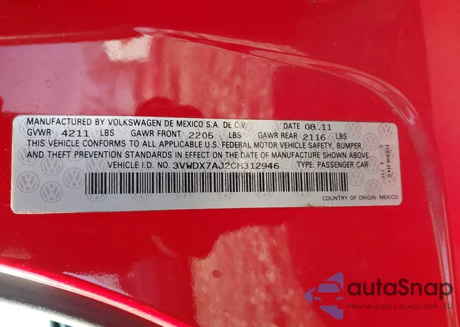 3VWDX7AJ2CM312946: 44302046