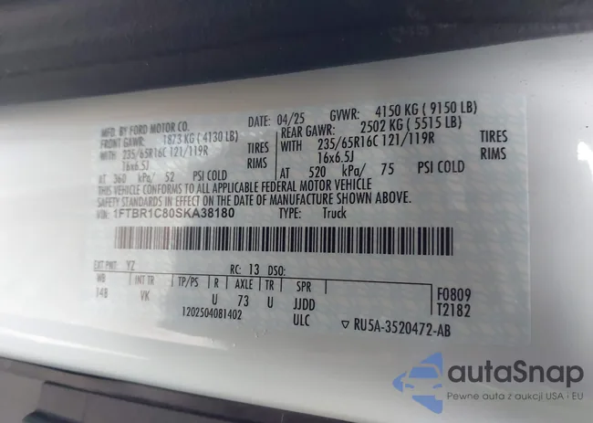 1FTBR1C80SKA38180: 44302145