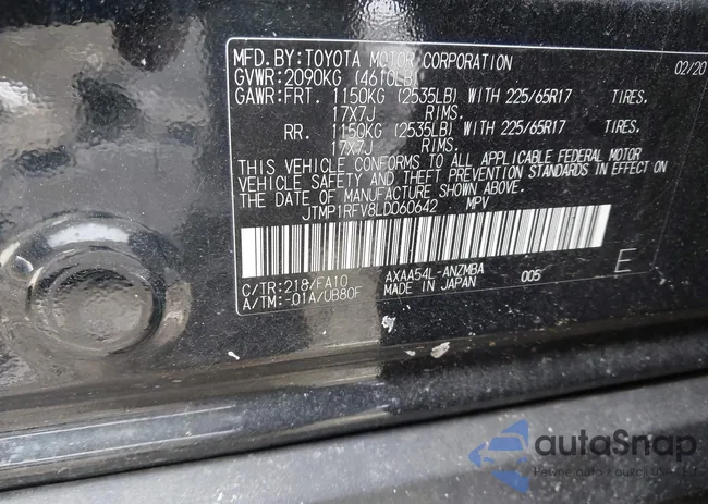 JTMP1RFV8LD060642: 44302171