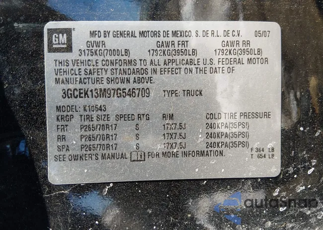 3GCEK13M97G546709: 44302254