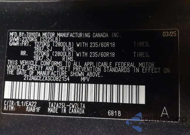 2T2AGCEZXSC082154: 44302342