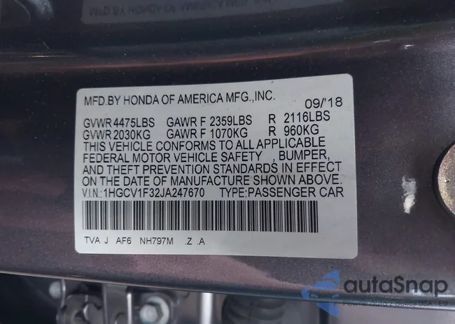 1HGCV1F32JA247670: 44302470