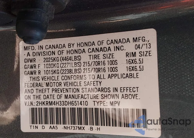 2HKRM4H33DH651410: 44302489