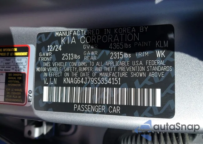 KNAG64J79S5354151: 44302515